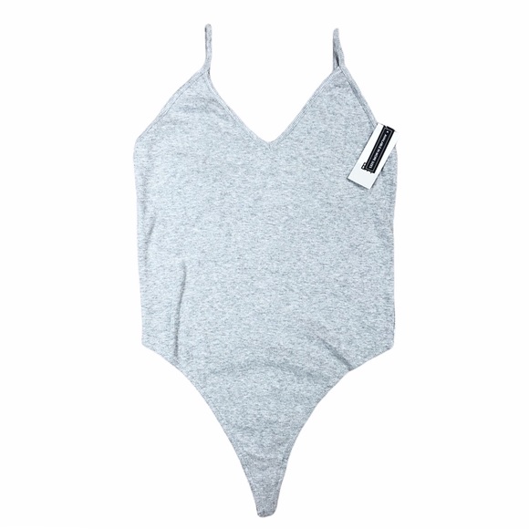 NWT BP gray ribbed v-neck bodysuit - Picture 2 of 5